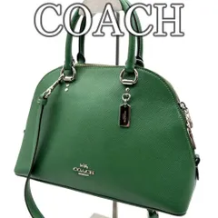COACH コーチ PVC ハンドバッグ 2WAY ショルダーバッグ クロスボディ 肩掛け 斜め掛け ドーム型 コンパクト シルエット グリーン 深緑 シルバー金具 上品 デザイン