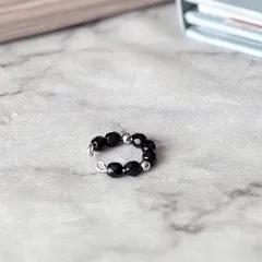 ブラック シルバー イヤーカフ 丸 イヤカフ 上品 シンプル メンズ おしゃれ【617】