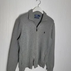 M ポロ ニットジップアップ コットン セーター グレー ラルフローレン