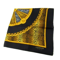 ランバン スカーフ レオパード ゼブラ柄 シルク イタリア製 ブランド 小物 レディース ブラック LANVIN 【中古】