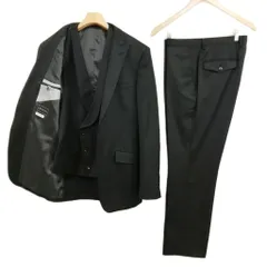 パーフェクトスーツファクトリー P.S.FA コレクションモデル 3ピース シングル 2B スーツ セットアップ ジレ ジャケット スラックス 96 A7 ブラック