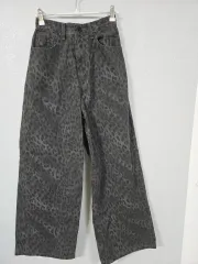 ヒョウ柄 ワイド デニム パンツ 44