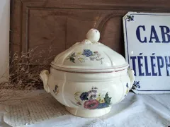 本日限り出品　フランスアンティーク　スーピエール　サルグミンヌ　蓋付きボウル フランスアンティーク サルグミンヌ オクトゴナル スーピエール スープ