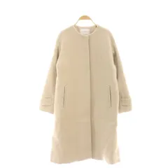 グリーンレーベルリラクシング ユナイテッドアローズ green label relaxing ショートビーバー ノーカラーコート アウター 38 ベージュ /DF ■OS