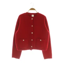 オペークドットクリップ OPAQUE.CLIP ビジューボタンニットカーディガン 金ボタン F レッド /MY ■OS ■SH