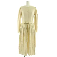 セルフォード CELFORD クリスタルプリーツニットワンピース ロング 長袖 ストレッチ 38 オフホワイト /MY ■OS