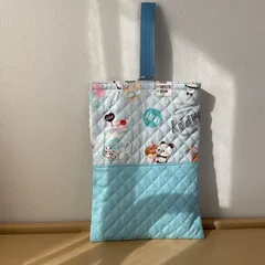 入園入学準備　りんりんのハンドメイド　上履き入れ　シューズケース　キルティング　パンダ