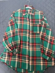新品/グリーン チェック フランネル シャツ
