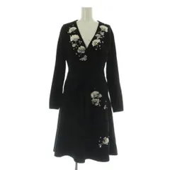 チェスティ Chesty フラワーカシュクールニットワンピース ロング ビジュー ベルト付 1 ブラック /MY ■OS