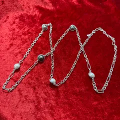 美品パールデザインネックレス シルバー925  103cmx52.4g　デヴィッド・ヤーマン/David Yurman