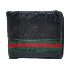 GUCCI(グッチ) 2つ折り財布 シマライン,シェリー(ウェブ) 138073 黒×ダークグリーン×レッド レザー