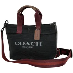 コーチ COACH ロゴ トートバッグ トート 20 カラーブロック 2WAY ショルダーバッグ トートバッグ キャンバス ブラック CU299 レディース 【中古】