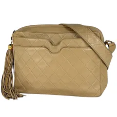 シャネル CHANEL ココマーク フリンジ ショルダーバッグ マトラッセ タッセル ショルダーバッグ レザー ベージュ レディース 【中古】