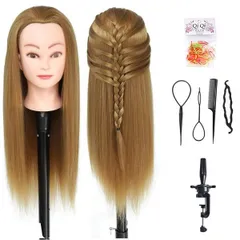 Ba Sha 練習用 編み込み練習用 ウィッグマネキンヘッド ヘアアクセサリーセット 美容室サロン 100%合成髪 YK-27