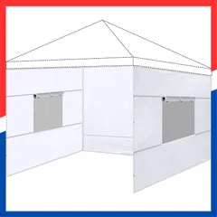 【数量限定】サイドシート 窓付き 3m×3m タープテント用 UV カット・防水加工 ガゼボ/パーティーテント/キャンプ/屋外イベント適用｜3 枚セット (白)