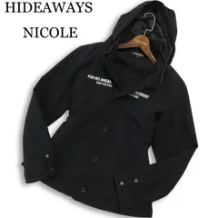 HIDEAWAYS NICOLE ハイダウェイ ニコル ロゴ★ ストレッチ ツイル 中綿 ブルゾン ジャケット パーカー Sz.48　メンズ 黒