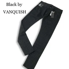 【新品 未使用】 Black by VANQUISH ヴァンキッシュ ハイパー ストレッチ★ ストライプ スキニー パンツ Sz.30　メンズ 黒