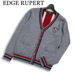 EDGE RUPERT ルパート 秋冬 ウール★ ユニオンジャック トリコロールライン エンブレム ニット カーディガン Sz.L メンズ 灰のサムネイル