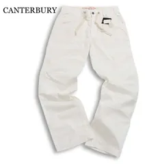 【新品 未使用】 CANTERBURY カンタベリー ラグビー 通年 ロゴ刺繍★ テーパード イージー パンツ Sz.L メンズ 白