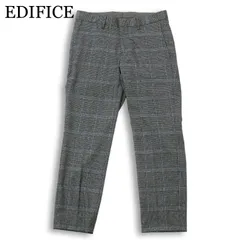 EDIFICE エディフィス 通年 ストレッチ★ グレンチェック スラックス テーパード パンツ Sz.S メンズ 灰のサムネイル