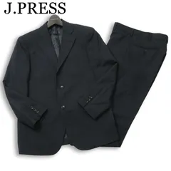 J.PRESS ジェイプレス 通年 ウール100％★ ストライプ シングル スーツ ジャケット パンツ セットアップ Sz.A4 メンズ 黒