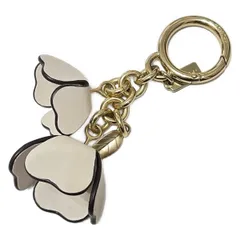 COACH(コーチ) キーホルダー(チャーム) - ベージュ×ダークブラウン×ゴールド フラワー(花) レザー