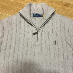 ポロ 新モデル ケーブルニット ハーフジップ ベージュ 105サイズ