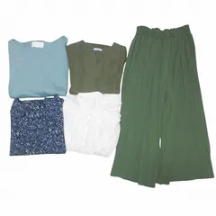 オリーブデオリーブ OLIVE des OLIVE ローリーズファーム 他 オーバーサイズ 大きいサイズ有り フリーサイズ 春夏 5点セット おまとめ ワンピース パンツ カットソー 半袖 長袖 小花柄 無地 白 緑 青 カーキ X