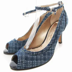 銀座かねまつ GINZA Kanematsu パンプス オープントゥ ハイヒール 22cm 青 ブルー /OU ■MET1