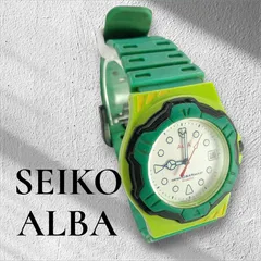 SEIKO ALBA セイコー アルバ V532-6F50 デイト グリーン 文字盤 ホワイト ヴィンテージ Y2K メンズ腕時計 稼働品 電池新品交換済