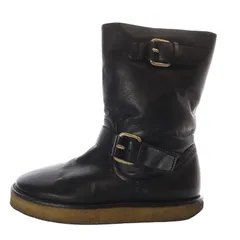 ステラマッカートニー STELLA McCARTNEY エンジニアブーツ ショート フラット フェイクレザー 36 23cm 黒 ブラック /YO1