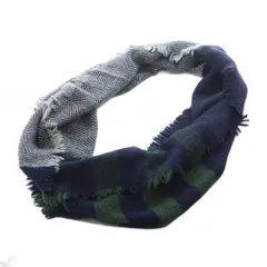 ヌメ nume スヌード ウール アンゴラ混 ヘリンボーン マルチカラー ネイビー グレー グリーン ストライプ柄 /RI ■OS