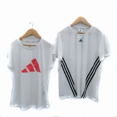 アディダス adidas スポーツウェア トレーニングウェア 2点セット おまとめ Tシャツ 半袖 プリント ロゴ L 白 ホワイト /SM28