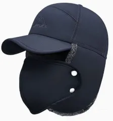 パイロット帽　ロシア 帽子　濃紺系　 暖かい 飛行帽 耳あて帽子　つば帽　防風 ボア ３way変化 つば帽 冬帽 防寒 アウトドア 雪 耳当て