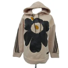 アディダス adidas × マリメッコ marimekko パーカー プルオーバー S ピンクベージュ 花柄 裏起毛 ミドル丈 /YS23 ■GY61