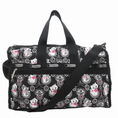 レスポートサック LesportSAC ハンドバッグ ボストン ショルダー 2WAY 斜め掛け 肩掛け 猫柄 総柄 ナイロン 黒 ブラック /GV