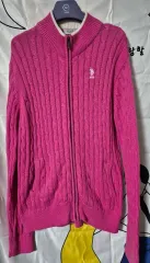 U.S. ポロ ピンク ケーブル編み ニット カーディガン