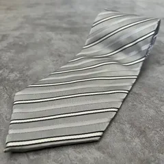 【ストライプ】レジメンタルストライプネクタイ　シルバー　グレー　バイカラー　肉厚光沢　シンプル　ビジネスにも晴れ着にも