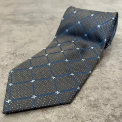 【VALENTINO】チェック柄ネクタイ　ブルー　グレー　特殊チェック　シンプル　ビジネス用　シルク100%