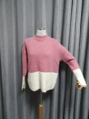 ピンクバイカラー アンゴラニット