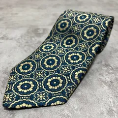 【アート柄】紋様柄ネクタイ　万華鏡風　和柄　花柄　ブルー　ジャガード