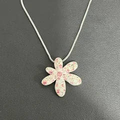 【Swarovski】箱付き　スワロフスキー　フラワーモチーフネックレス　ペンダント　ラインストーン　シルバー　ピンク