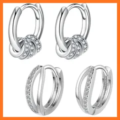 【新品】 TALONIA リングピアス メンズ フープピアス ジルコンリングピアス シンプル シルバー925 金属アレルギー対応 つけっぱなし 男女兼用 レディース 人気 両耳用 誕生日 プレゼント クリスマス 記念日 贈り物 四個 セット