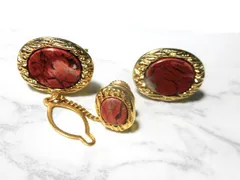 天然石 レッドジャスパータイピン・カフスボタンセット　　260101049