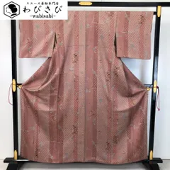 小紋 縦縞模様 花柄 浅蘇芳色 トールサイズ K-5302