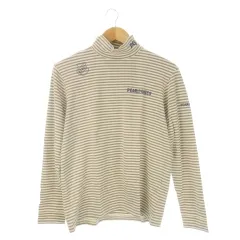 パーリーゲイツ PEARLY GATES 長袖カットソー ハイネック ゴルフ 5 グレー ロゴプリント ストライプ柄 長袖 /CK51 ■GY61