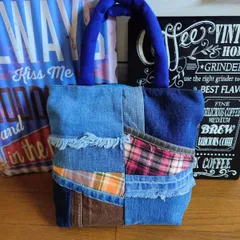 125★USEDデニムリメイク★トートバッグ★パッチワーク★サブバッグ★ランチバッグ★