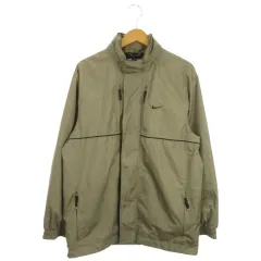 ナイキ NIKE ジャケット 上着 M 緑 グリーン カーキ 無地 スタンドカラー フード収納 /AO27 ■GY58