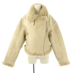ムルーア MURUA 24AW ヴィンテージライクショートフェイクムートンジャケット ジップアップ F ベージュ /HK ■OS