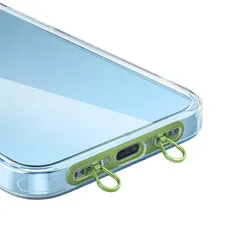 ストラップホルダー 2口ダブルリング 極薄0.4mm ステンレス製 充電干渉なし 回転防止 落下・紛失防止 iPhone 16/15/14/13/12 対応 スマホアクセサリー (抹茶グリーン) [抹茶グリーン]